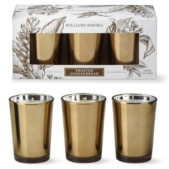 Williams Sonoma Frosted Gingerbread Candle Set NEW - Picture 1 of 4